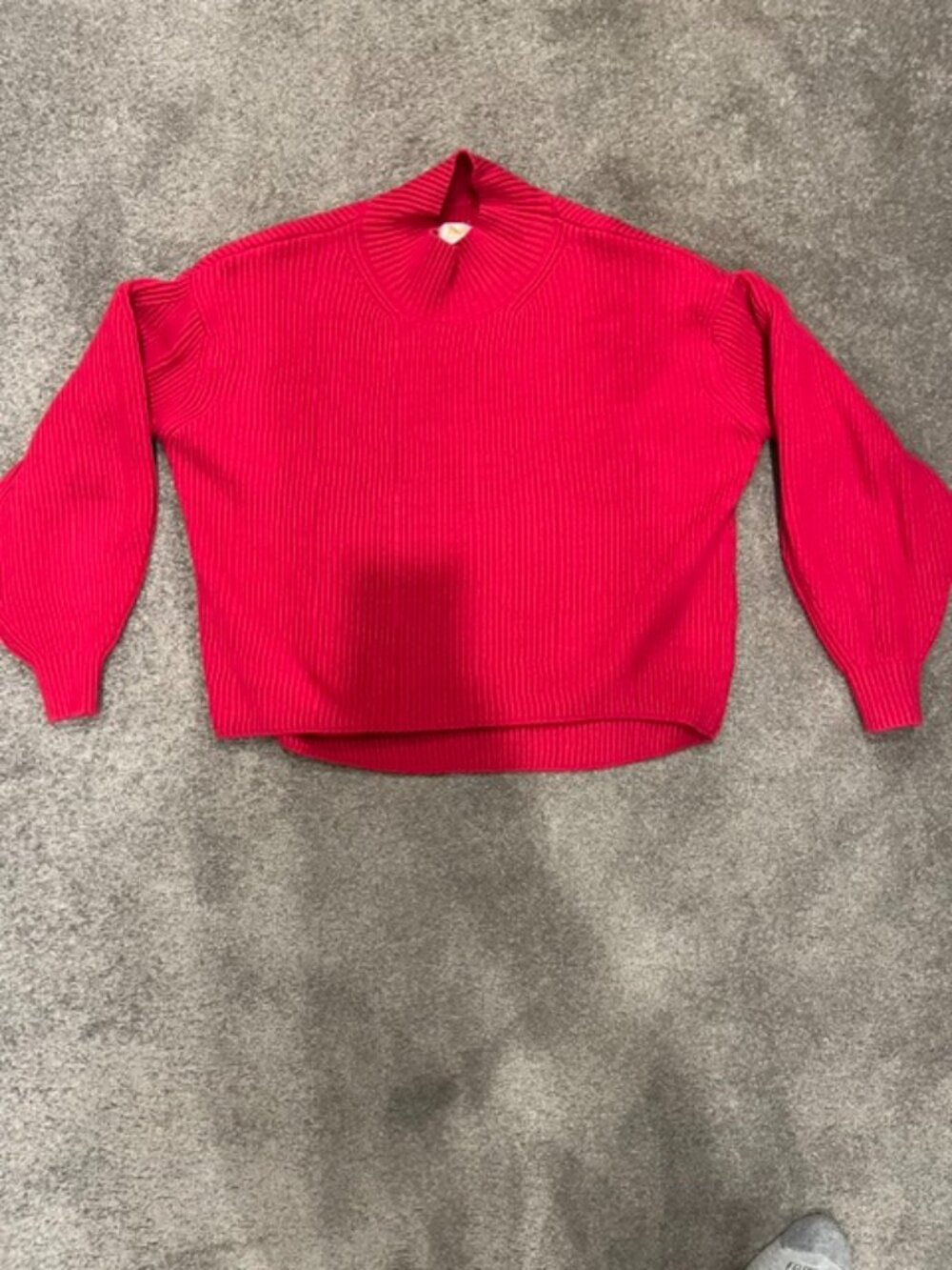 Maeve Ribbed Mock-Neck Balloon Sleeve Sweater